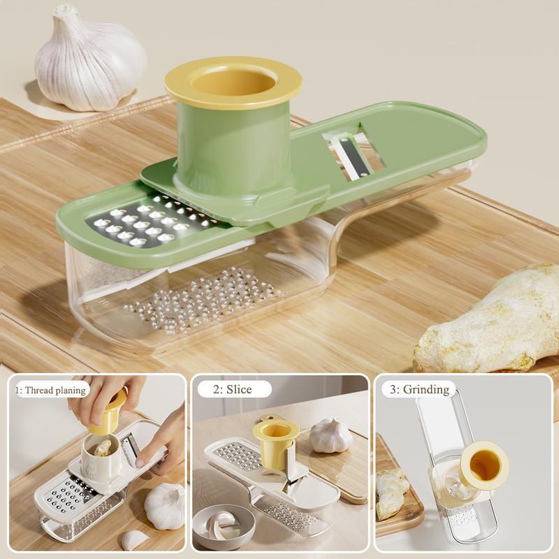 Mini 3in1 Garlic Ginger Grinder Kitchen Gadget Garlic Grinder Manual Garlic Press Kitchen Tools for Crushing Spices Herbs Garlic зелёный