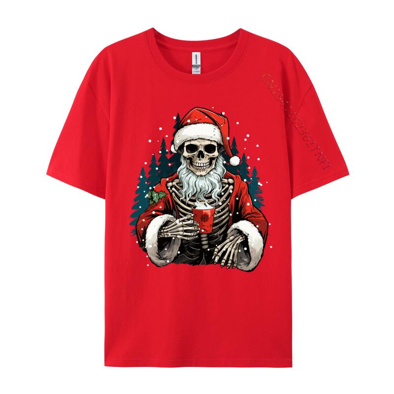 Skeleton Santa Dead Inside Santa Christmas Skull Funny T-Shirts Novelty Birthday Gifts Tees Tops Cotton Black T-Shirt