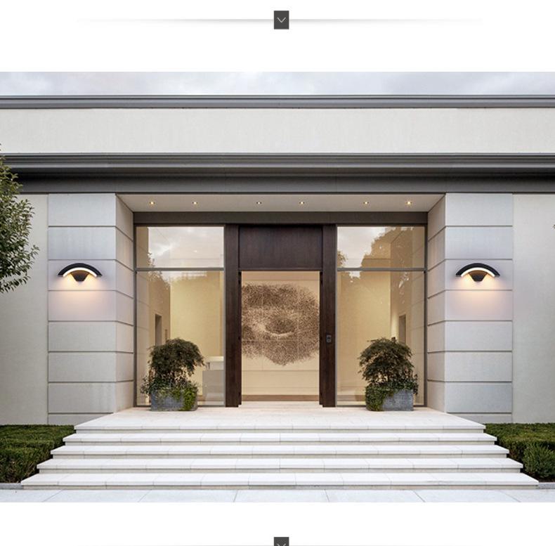 Waterproof Modern LED Outdoor Wall Lamp, Induction Courtyard & Balcony Light, Fan-Shaped Design