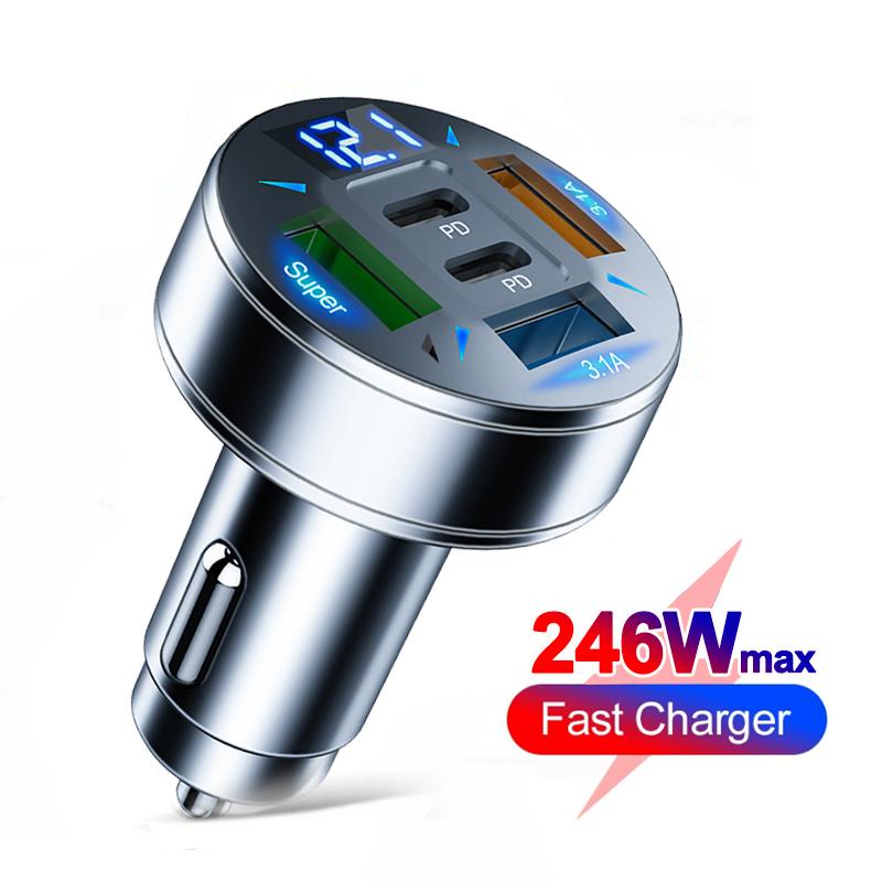 66 W 4 porty USB Ładowarka samochodowa Szybkie ładowanie Szybkie ładowanie 3.0 QC3.0 Ładowarka samochodowa Telefon Adapter Do iPhone Xiaomi Samsung Huawei