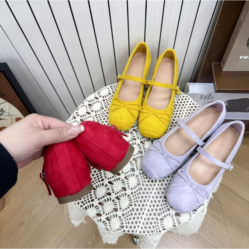 Small Inner Height Increase Shallow Mouth Single Shoes New with Skirt Gentle Flat Ballet Shoes