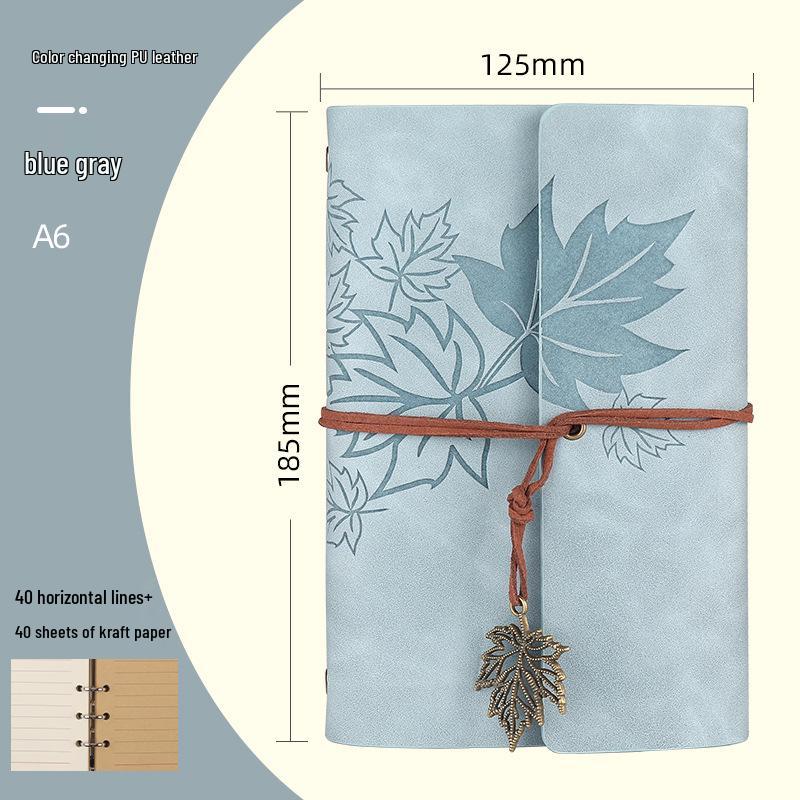 Maple Leaf Retro Loose-Leaf Notebook with Customizable Logo and Skin-Feel Cover