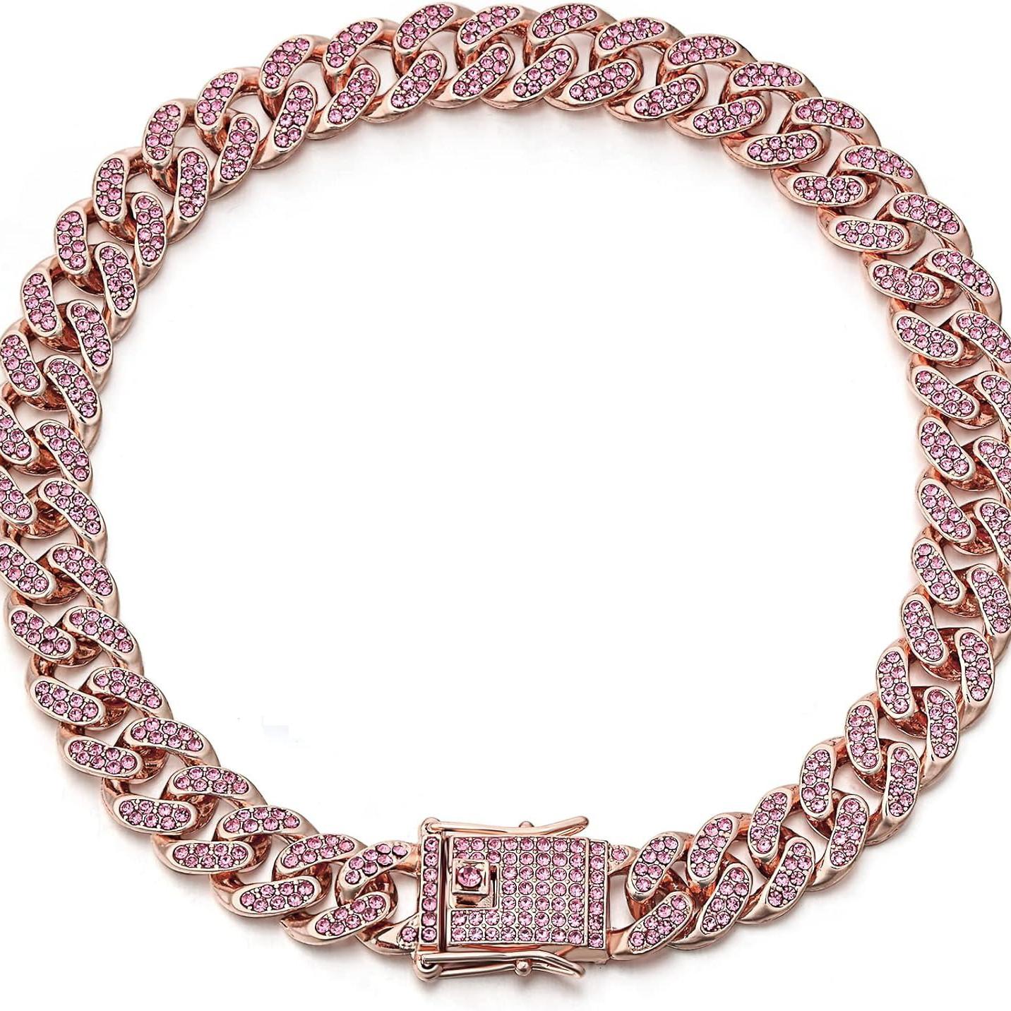 

Золотой ошейник для собаки с бриллиантами, Ожерелье для собаки, Хип-хоп стиль, Товары для питомцев с бриллиантами 8inch（20cm）