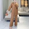 Women's High-End Pleated Pinstripe Wide-Leg Pants Set - Spring/Autumn Plus Size Slimming Suit