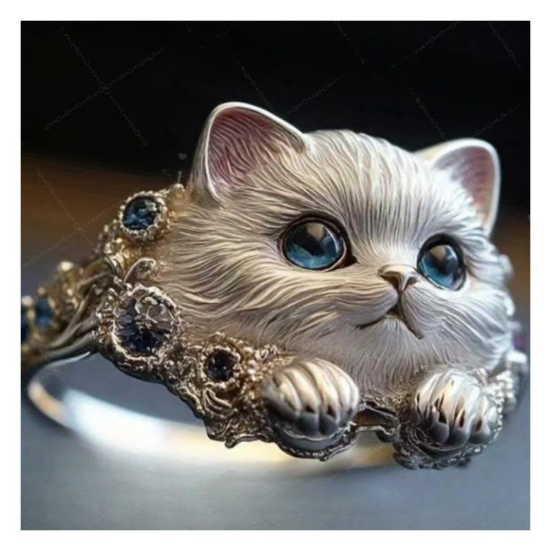 Exquisite Kitten Ring with Unique Personality Simple Elegance Niche Design Versatile and Versatile