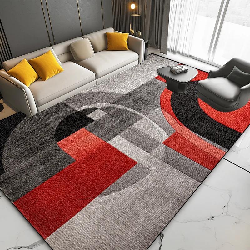 European Modern Geometric Large Living Room Carpets Abstract Stripe Bedroom Washable Rugs Cloakroom Lounge Non-slip Mat for Kids