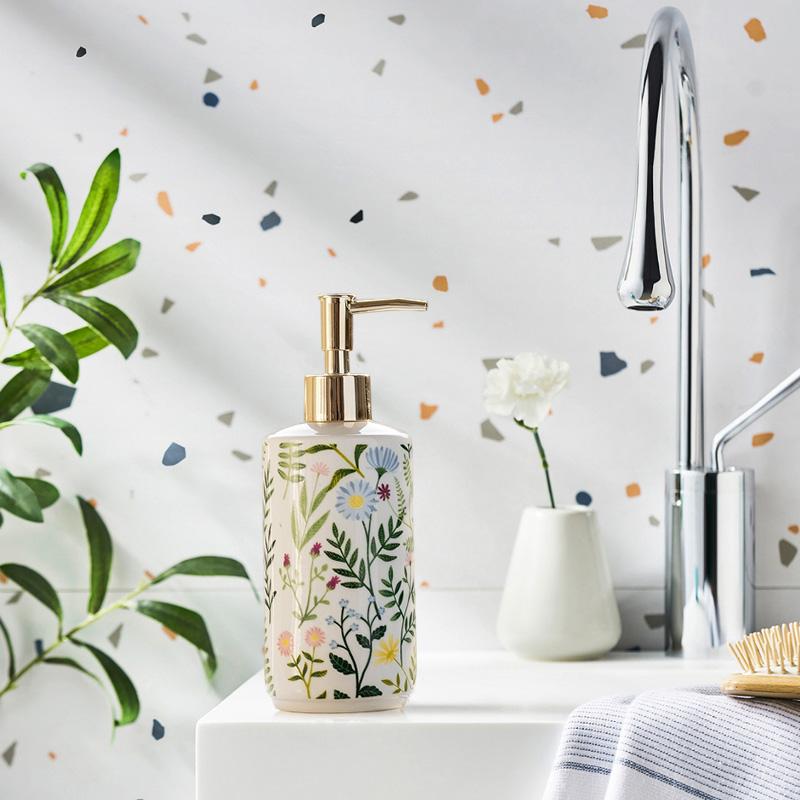 1 st Återfyllningsbar flytande behållare Hem Fukt- & fläckbeständig Badrumsinredning Keramik Elegant Kapacitet 430ml