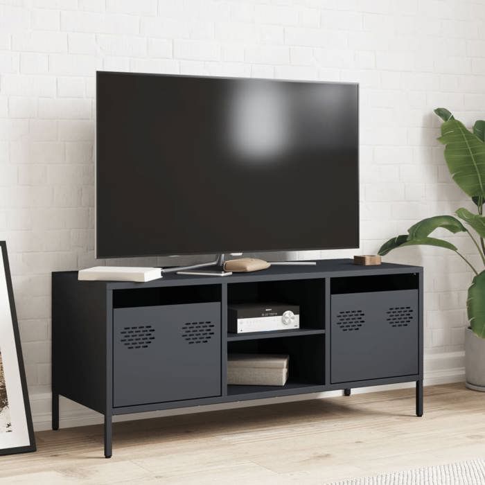 VidaXL Meuble TV anthracite 101,5x39x43,5 cm acier laminé à froid, support TV, buffet TV, armoire hifi, banc TV, armoire en 851300