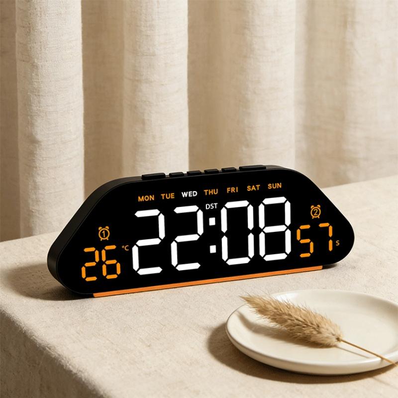 LED Digital Alarm Clock Temperature Week Date Display Timer Brightness Adjustment Electronic Table Clock with Ambient Light
