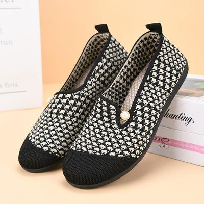 נעלי נשים חדשות, אביב וסתיו, רטרו רכה סוליית תחתית שטוחה ללא החלקה לאמהות בגיל העמידה וקשישות, נוחות