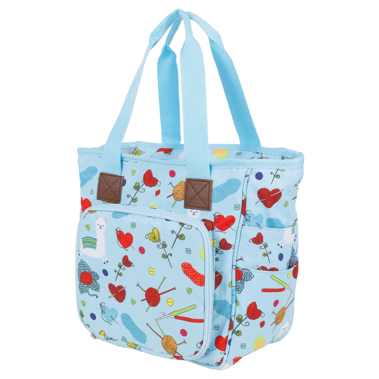 

Сумка для хранения пряжи для вязания крючком, большая вместимость, дорожная сумка для вязания, портативный органайзер-тоут из ткани Оксфорд для шерсти с несколькими карманами