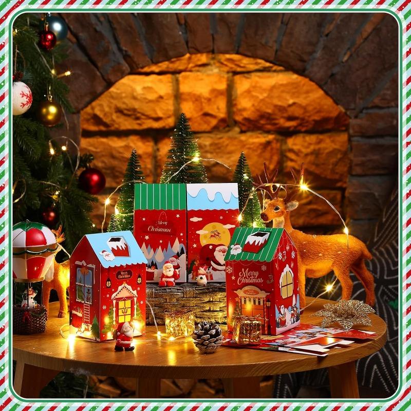 50 PCS Christmas Gift Boxes Candy Storage Machine Snowman Gingerbread Dry Box Bow Gift Box Christmas Gifts Christmas Decorations