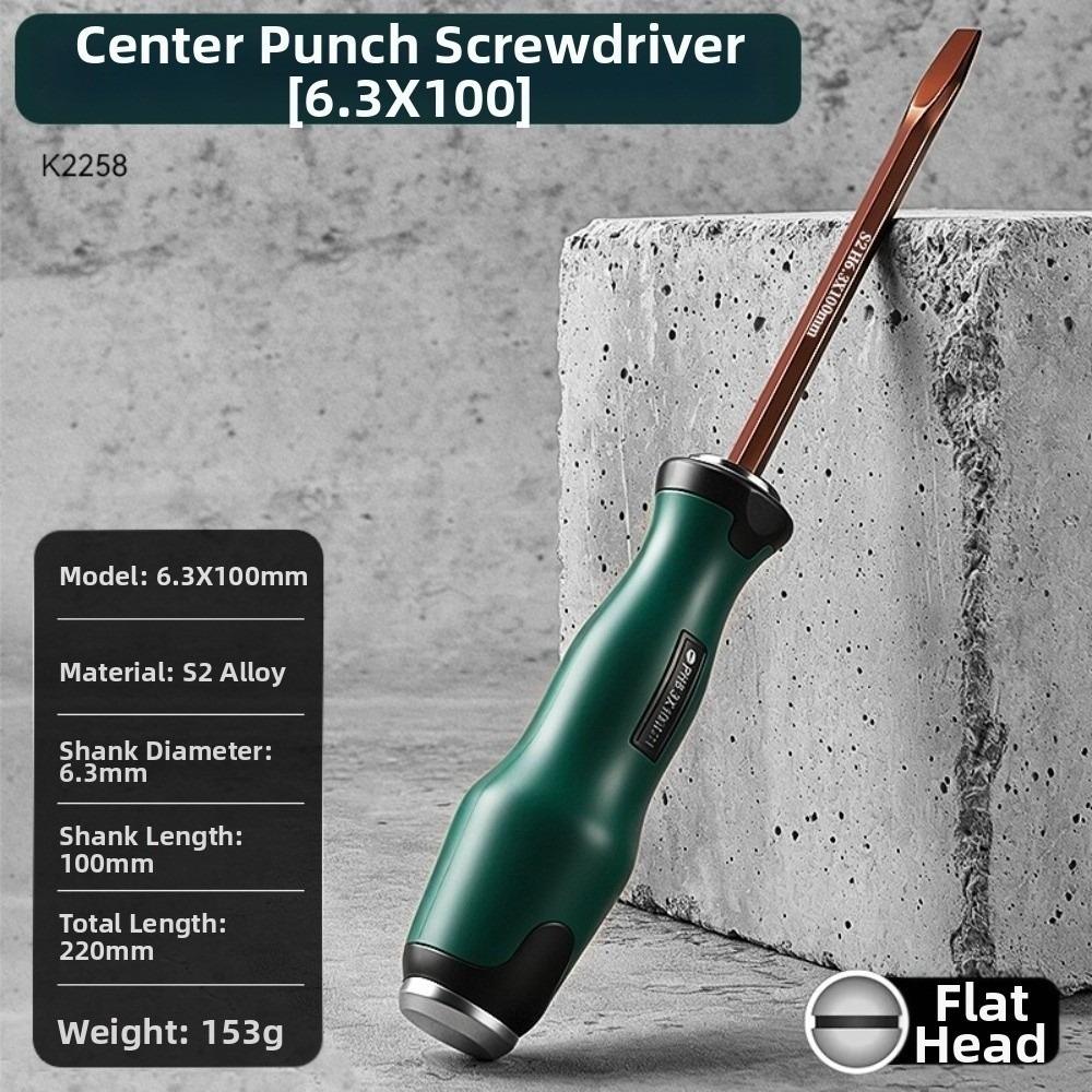 S2 Alloy Steel Screwdriver High Hardness Electrician Screwdriver Mechanical Disassembly Slotted 6.3*100