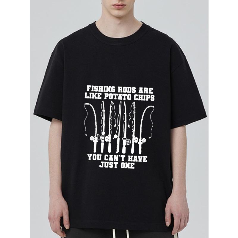 

Fishing Rods Are Like Potato Chips T Shirt Black Fishing Rods and Text Graphic for Outdoor Enthusiasts and Fishermen XXXXL чёрный