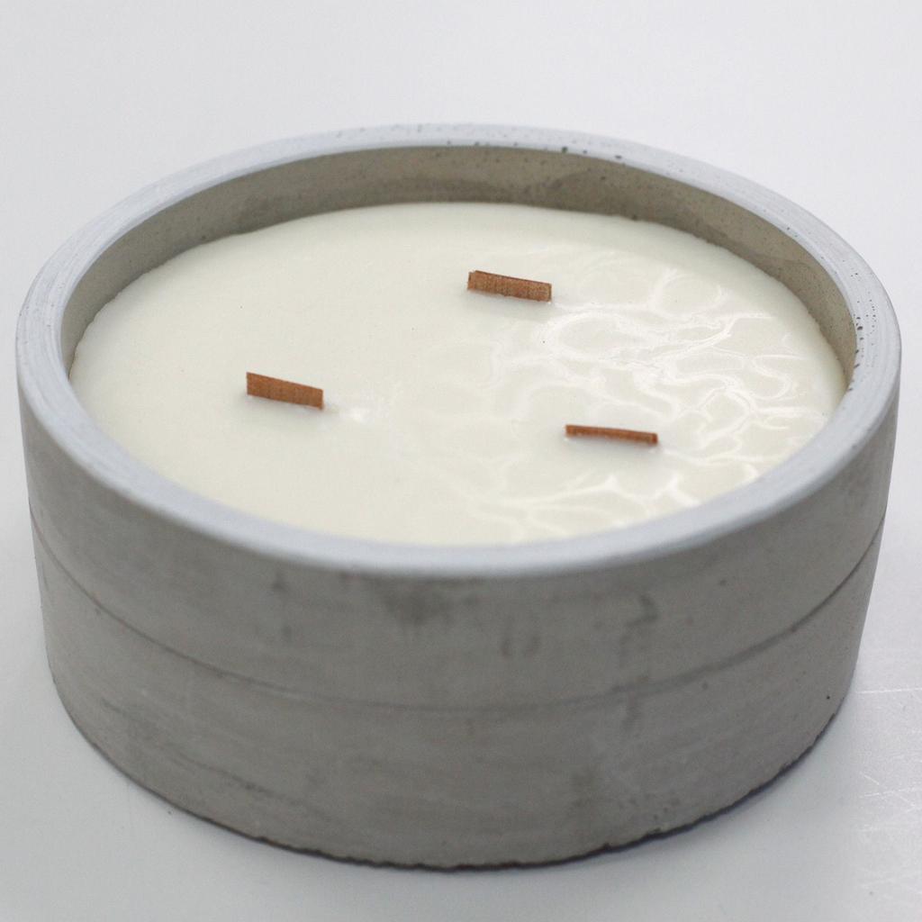 Scented Candle Vanilla Orange Wooden Wick Concrete Jar