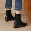 Fashion Elegant with Medium Heels Leather Woman Short Shoes Pointed Toe Ankle Boots for Women Autumn Winter Fleece-Lined Booties Sale