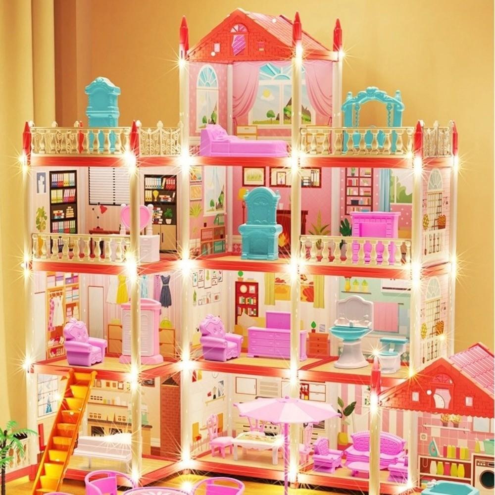 Building Big Villas Villa Princess Castle with LED Light Castle Princess Toys New House DIY Kit