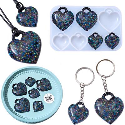 Love Pendants Silicone Mold DIY Valentine's Day Ornaments Heart Shape Craft Gift Making UV Epoxy Resin Keychain Jewelry Molds