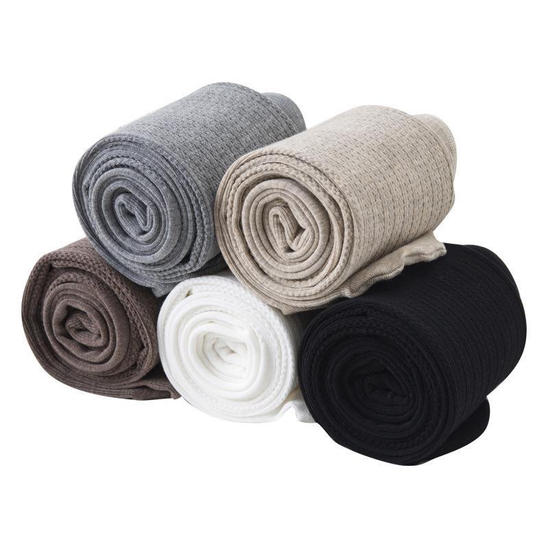 Girls' Spring & Autumn Solid Color Twisted Leggings with Step-on Cotton Dance Socks