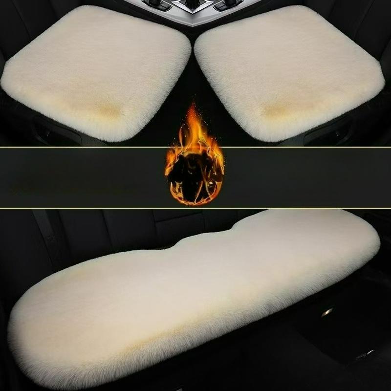 

Трехсекционная зимняя подушка на сиденье автомобиля из кроличьего меха, подушка на сиденье автомобиля из искусственного меха без спинки, одинарная подушка 3PCS/SET