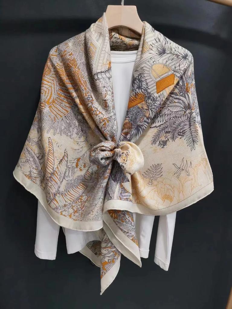 130 CM Silk Wool Scarf Women's Large Square Scarf Silk Scarf New Cashmere Versatile Shawl Thin
