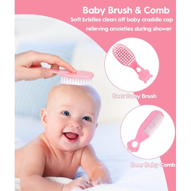 Baby Healthcare and Grooming Kit, Safety Newborn Nursery Baby Care Kit, with Hair Brush Comb, Nail Clipper, Thermometer, Pacifier Clip, Baby Registry