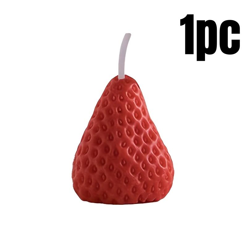 4pcs Strawberry Shaped Soy Wax Candles for Meditation Mood Boosting Weddings Birthday Gifts with Fruit Aroma Smokeless Candles