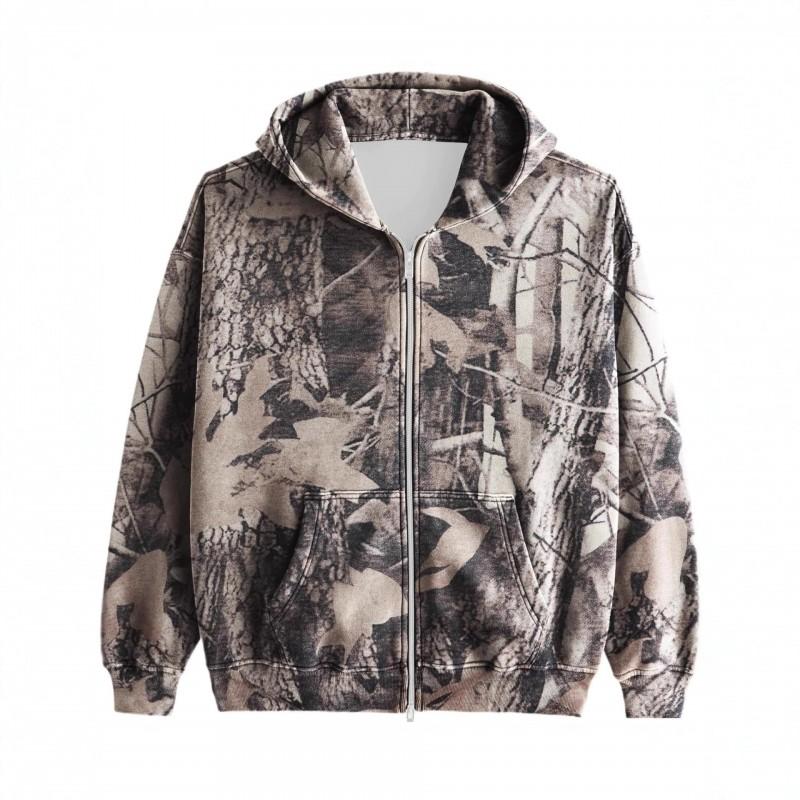2025 3D Printed Zip-up Hooded Sweatshirt Men Youth Loose Casual Daily Wear