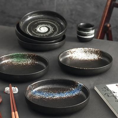 Japanischer Keramik-Rundteller für westliche Speisen, tiefer Salatteller für Haushaltsmahlzeiten, Suppen- und Gemüseteller, 8 Zoll