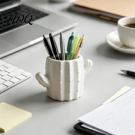 Creative Stationery Holder 3D Printed Cactus Pen Holder Cute Desk Organizer for Pencils Desktop Office Makeup Brushes Multifunctional Storage