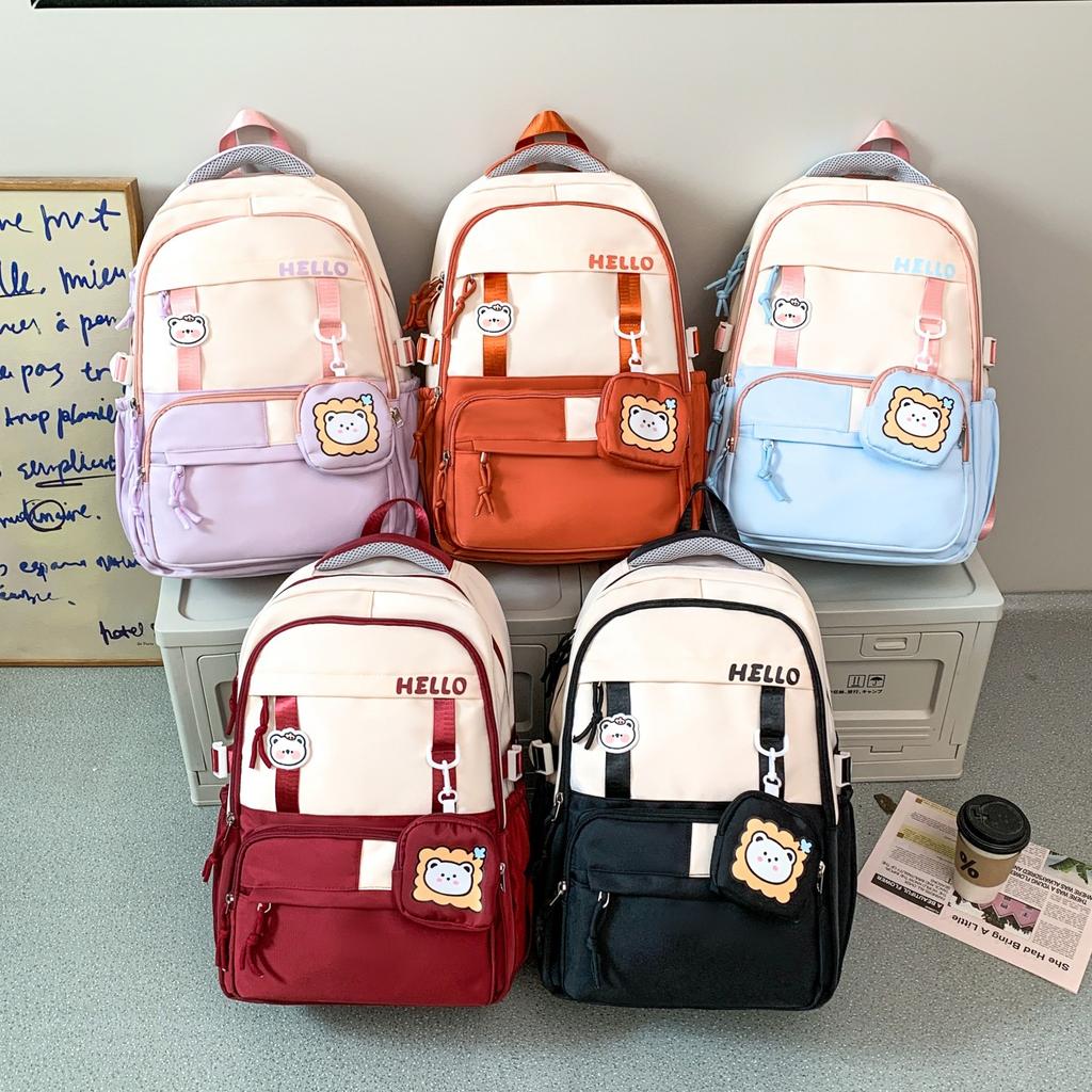 Summer new Korean version ins college style contrasting color schoolbag high value primary school students grades 3-6 multi-compartment backpack