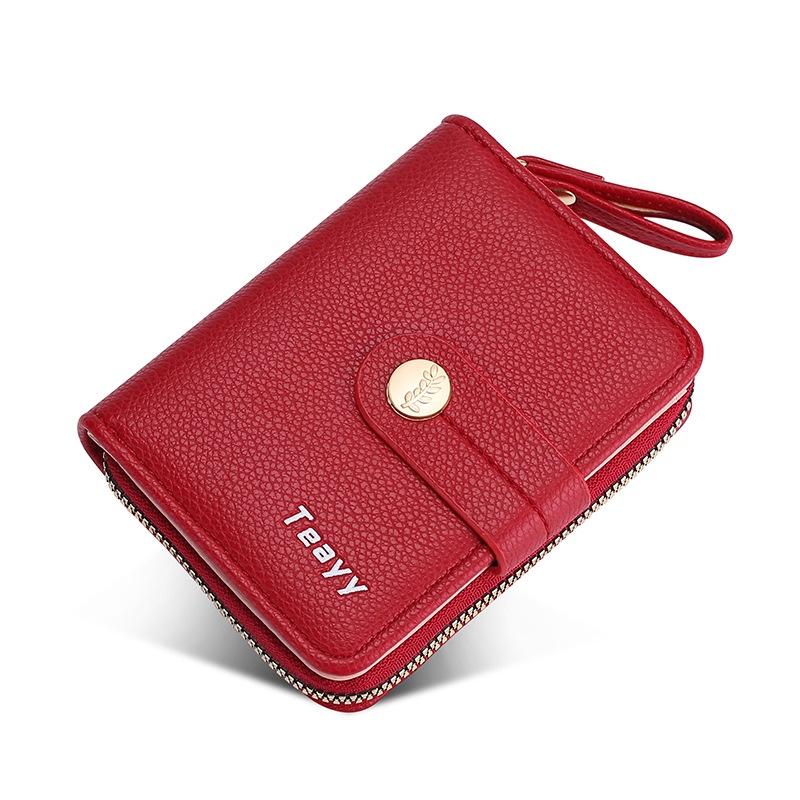 IELGY Women's Short Wallet with High-end Buckle and Multiple Card Slots Zipper