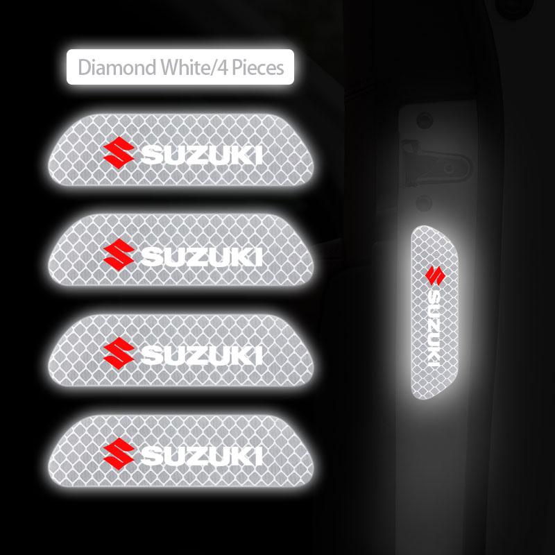 4Pcs Reflective Car Door Sticker Safety Warning Tape Decal For Suzuki Swift Vitara Baleno Jimny Samurai Ignis Alto Splash Kaiser