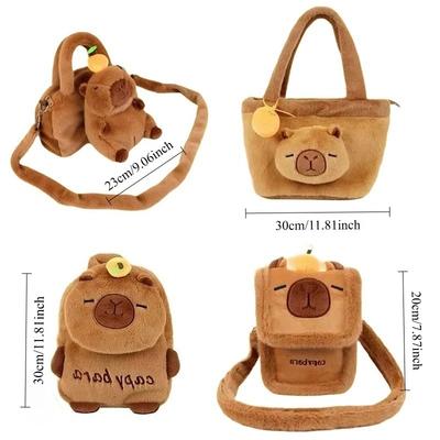 Süßer Capybara Plüsch Rucksack Lovelys Flauschige Weiche Capibara Umhängetasche Handytasche Umhängetasche Damen Taschen Geburtstagsgeschenk