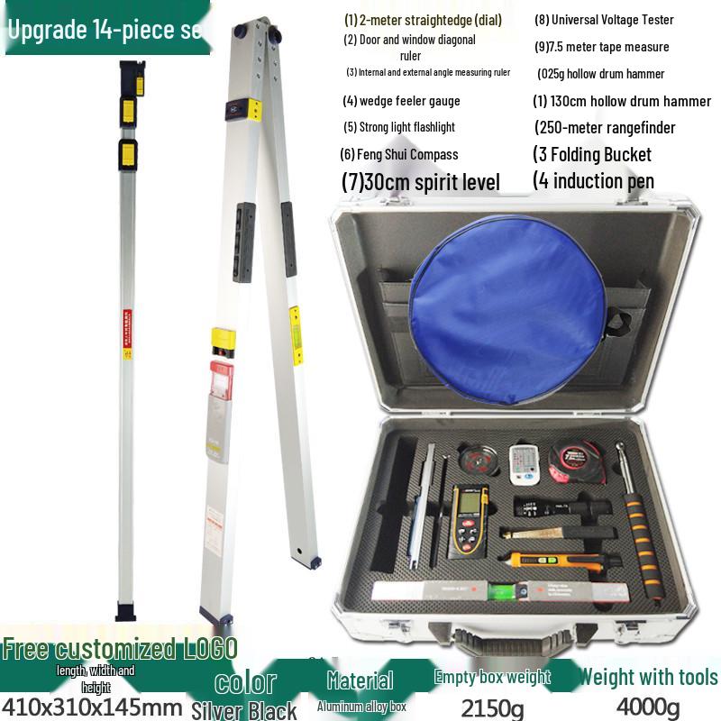 Professional Multifunctional Empty Drum Inspection Tool Set with 2m Straight Edge and Toolbox