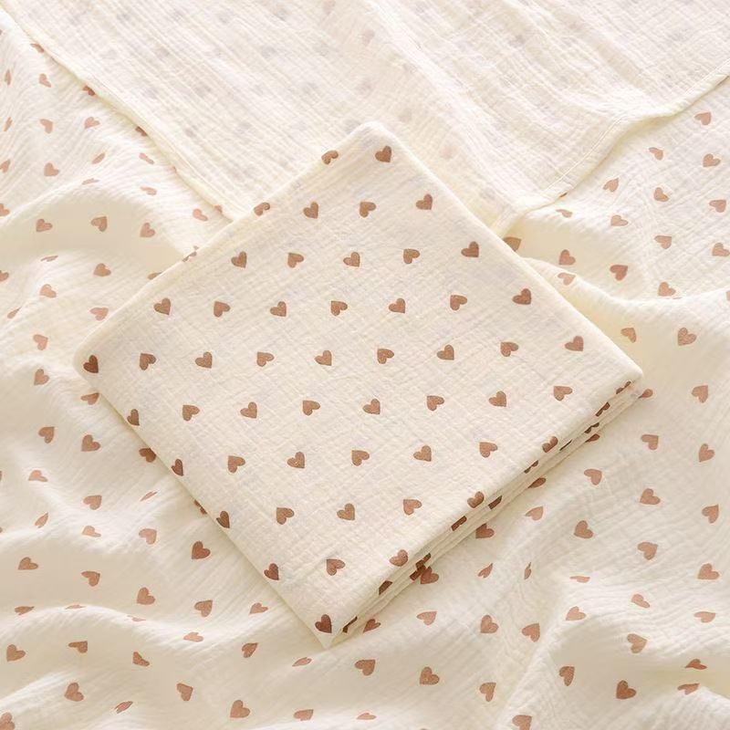Newborn Pure Cotton Double-Layer Crinkle Swaddle Blanket - Lightweight Sunshade for Babies