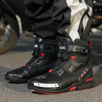 Breathable Anti Slip Wear-resistant Riders Boots Motorbike Racing Ankle Length Shoes  New Motorcycle Boots Men Leather Motos