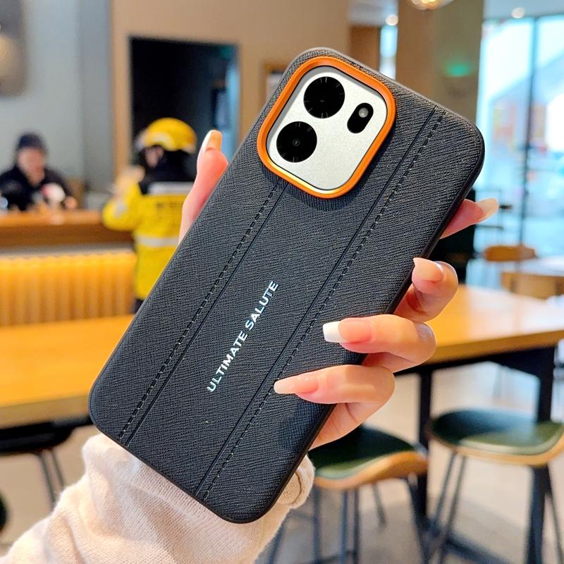 

Luxury Cross Texture Leather Design Case For OnePlus Nord 6 & Nord 6 CE and 1+Nord 6 CE Slim Orange Camera Ring Shockproof Cover