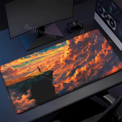 Large Dusk Cloud Gamer Anime Teclado Mousepad Natural Rubber Lock Edge Gaming Accessories Mouse Pad Decoration Keyboard Desk Mat
