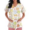 Women's V Neck Short Sleeve Work Top with Pockets Animal Print Medical Scrub Shirt for Caregivers Nurse Uniform