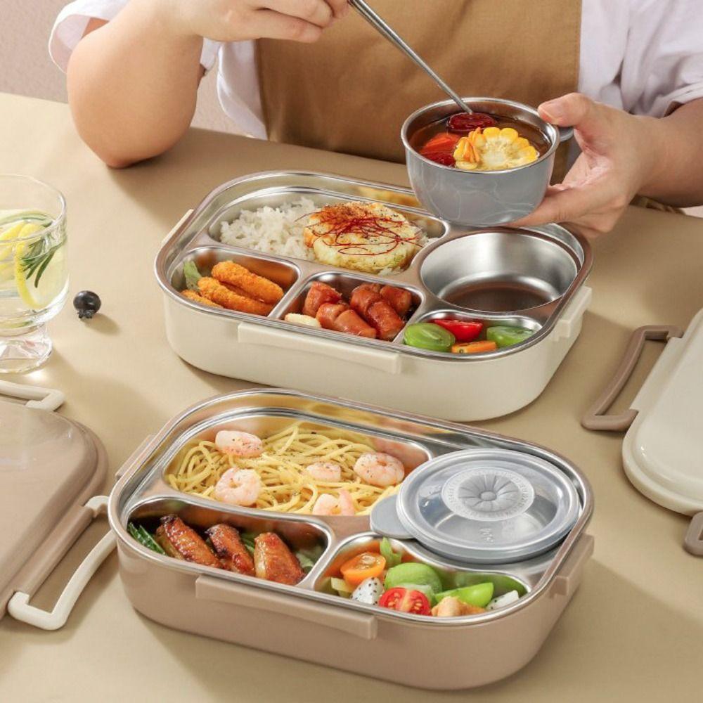 304 Stainless Steel Insulated Compartment Lunch Box Large Capacity Picnic Box  Microwaveable