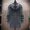 Suéter con capucha Otoño Invierno Espesar Manga Larga Cordón Forro de Felpa Longitud Media Chaqueta de Punto Ropa de Calle