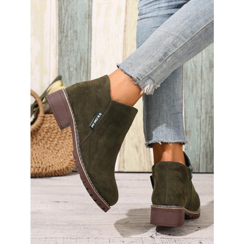 Women's Sandpaper Square-Topped Martin Boots for Autumn and Winter - Stylish and Versatile Women's Casual Long-Sleeved Big Size Boots