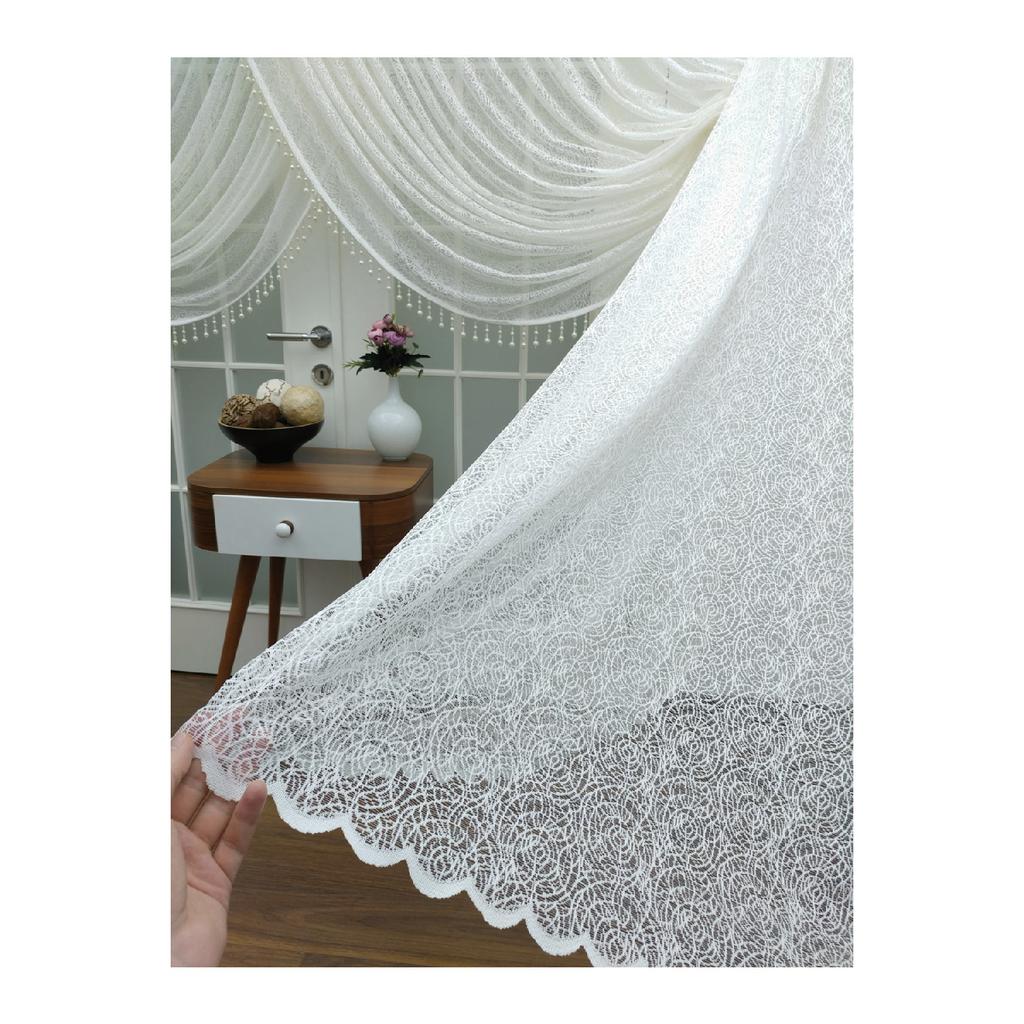 Speziell gestrickter, strukturierter Cruve-Tüllvorhang – inklusive Perlen, 200 x 260, Krawatte, 1/4