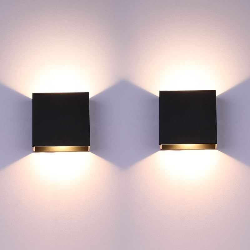 Lightess LED Wall Sconce Hardwired 10W, Set of 2 Modern Wall Lamp Black, Up Down Wall Mount Lights Mini Metal for Living Room Bedroom Hallway Decor,