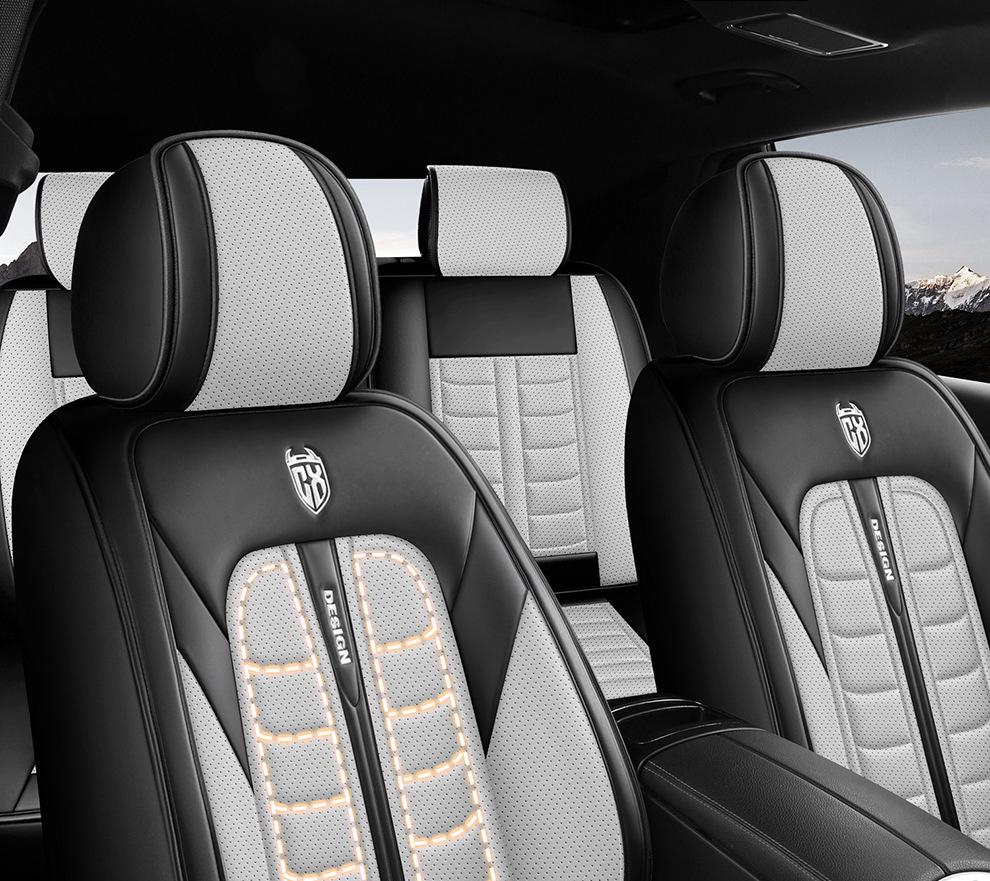 Universal All-Season Breathable Leather Car Seat Cover, Wear-Resistant, Full Surround, Fits Most Models