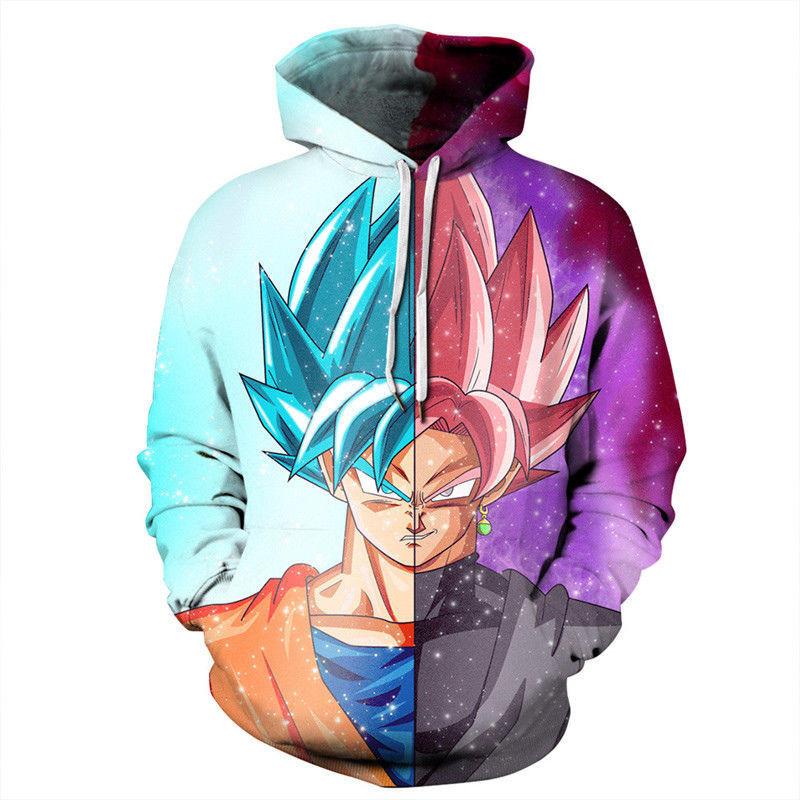 Polyester Dragon Ball Z Super Saiyan Goku Men Women Anime Pullover Hoodie**