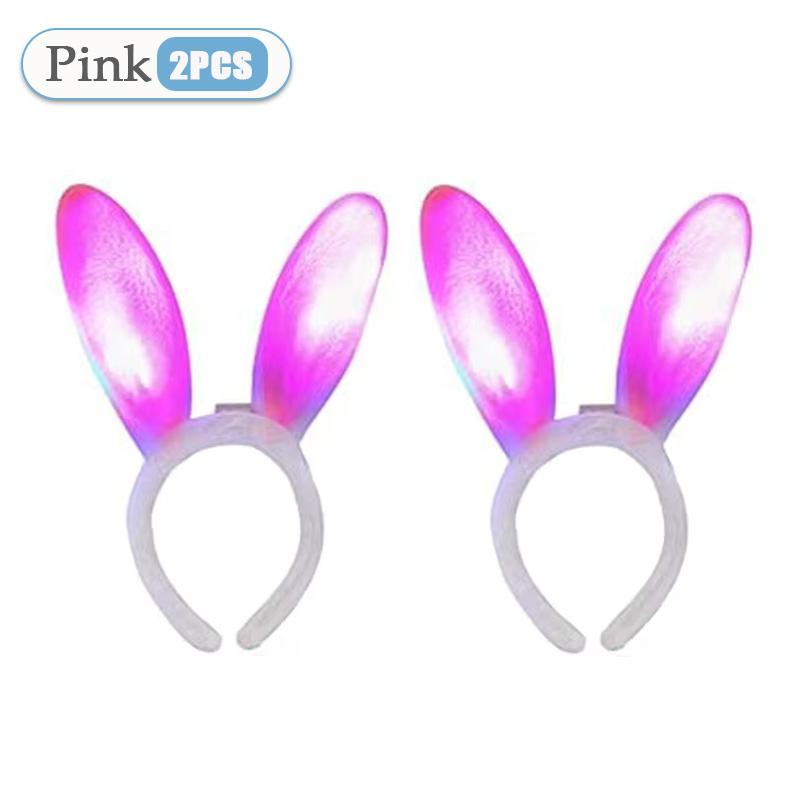 1-20PCS Easter Bunny Ears Headband LED Glow Plush Rabbit Ear Bunny Girl Cosplay Costume Easter Decoration Bunny Hair Accessories