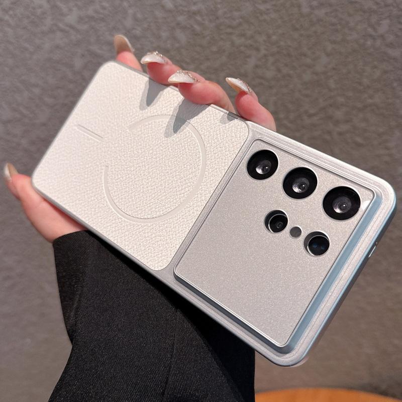 Luxury Hard Litchi Leather Texture Cover For Samsung Galaxy S26 S25 FE S24 Plus Ultra FE Magnetic Wireless Charging Bumper Case