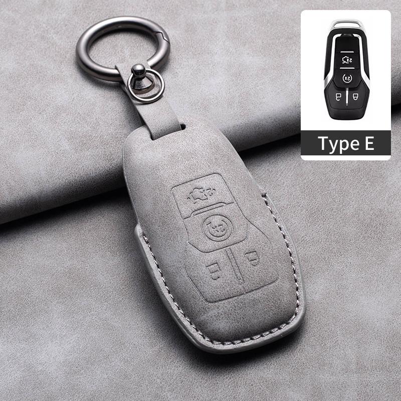 Läder Bilnyckelfodral Skydd För Ford Fusion Mustang Explorer F150 F250 F350 Ranger Mondeo Fjärrnyckelskal Hållare Fob Tillbehör